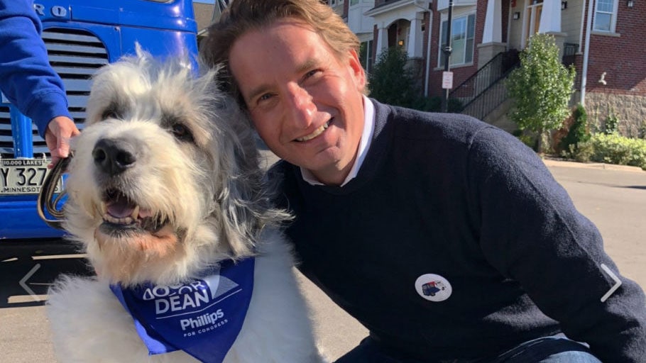 Dean Phillips with a dog