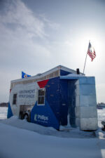 Flags on Government Repair Ice Shack Flags on Government Repair Ice Shack