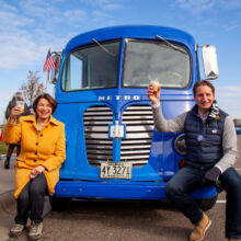 Dean and Amy Klobuchar enjoy rootbeer floats at a GOTV rally