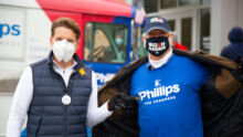 Dean with a supporter wearing a Phillips for Congress shirt