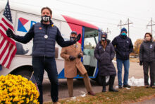 Dean speaking at a GOTV rally