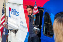 Dean speaking at a GOTV rally