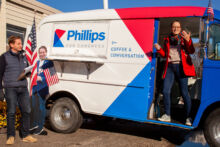 Candidate speaks at a Phillips for Congress rally