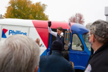 Dean waves to supporters